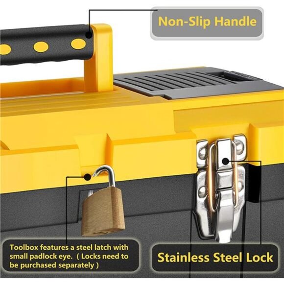 16.5-Inch Toolbox with Removable Tray with Stainless Steel Dual Lock Secured - Picture 5 of 6